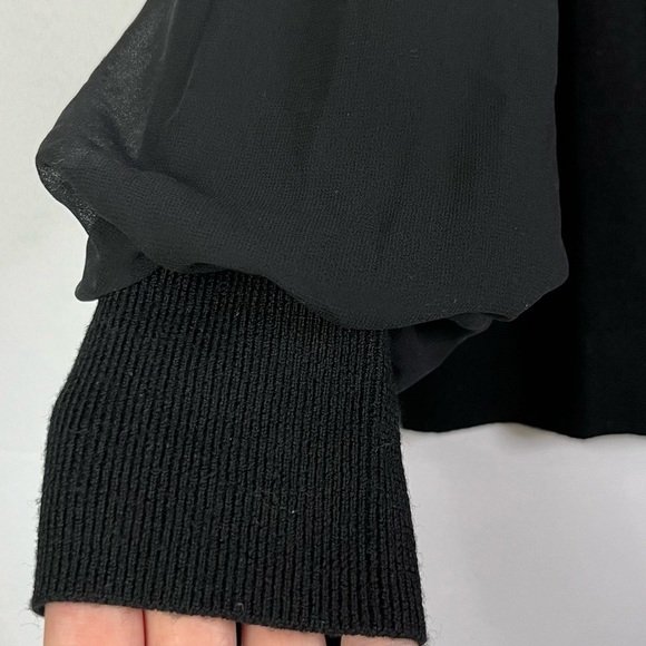 Club Monaco Quine Black Chiffon Boat Neck Sweater L - Picture 4 of 5